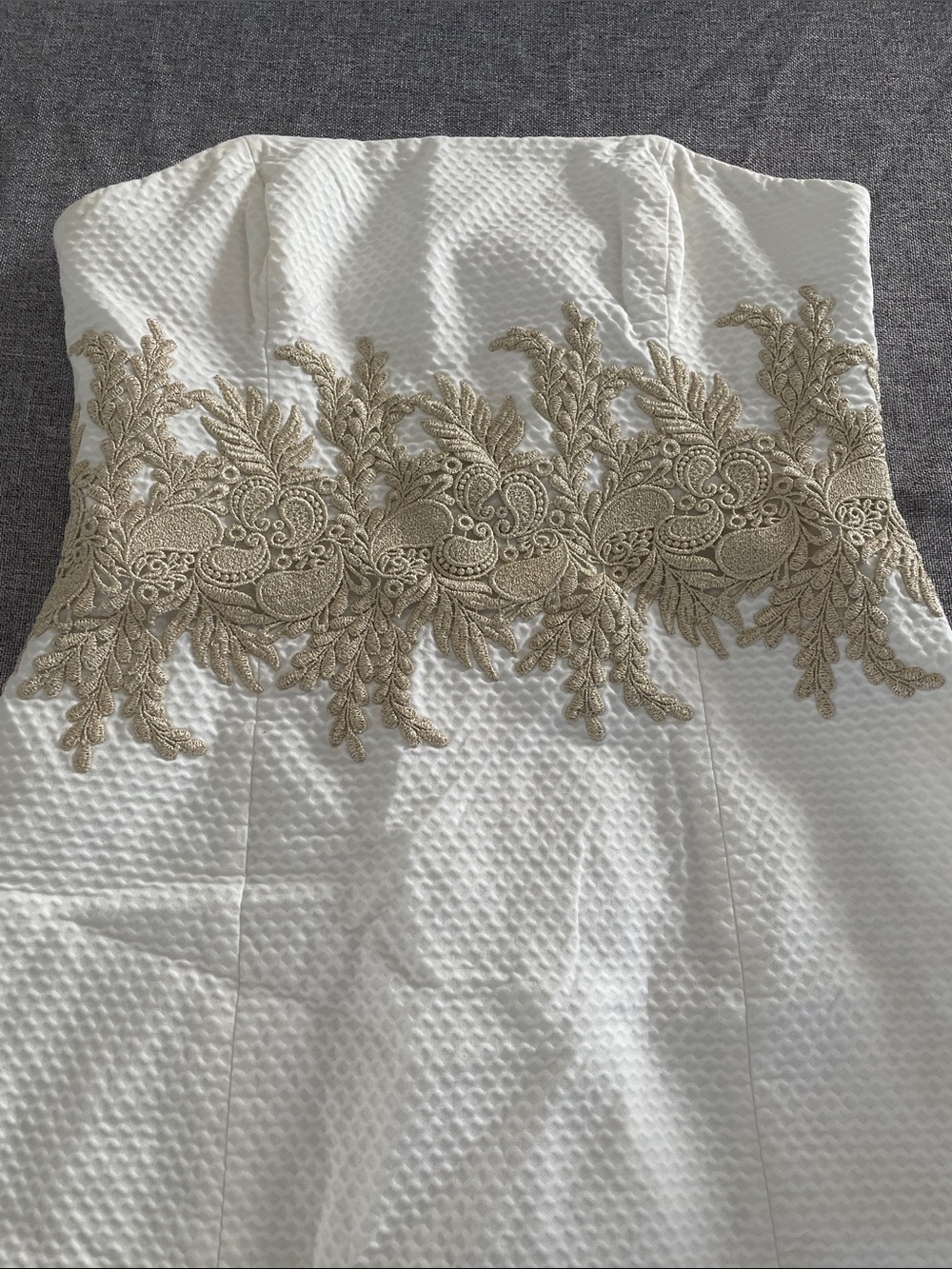 Lilly Pulitzer White Strapless Dress with Gold Embroidered Waist - Picture 2 of 7